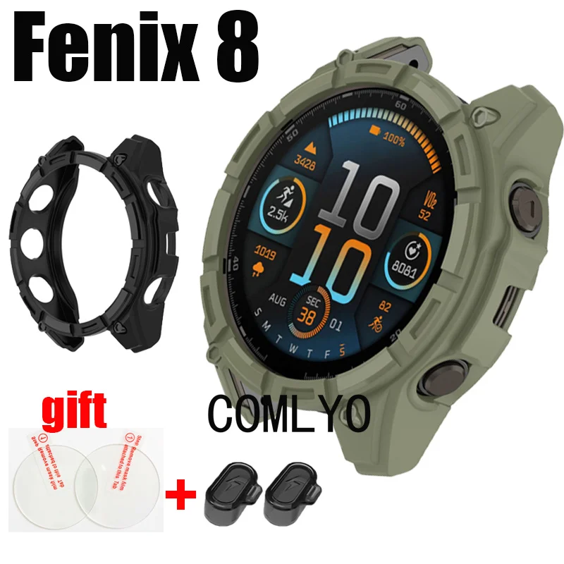 Per Garmin Fenix 8 Smart Watch Case Glass Screen Protector paraurti protettivo TPU Soft Half Cover watch plug