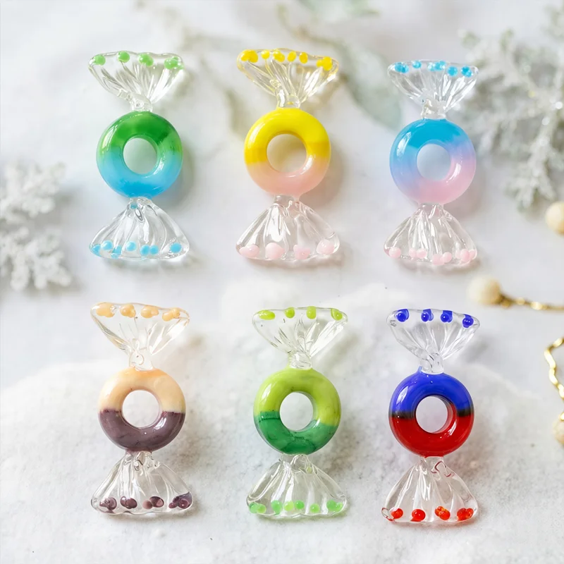 

6pcs Vintage Murano Glass Candy Colorful Cute Sweets Ornaments Home Tabletop Decor Wedding Party Favors Christmas New Year Gifts