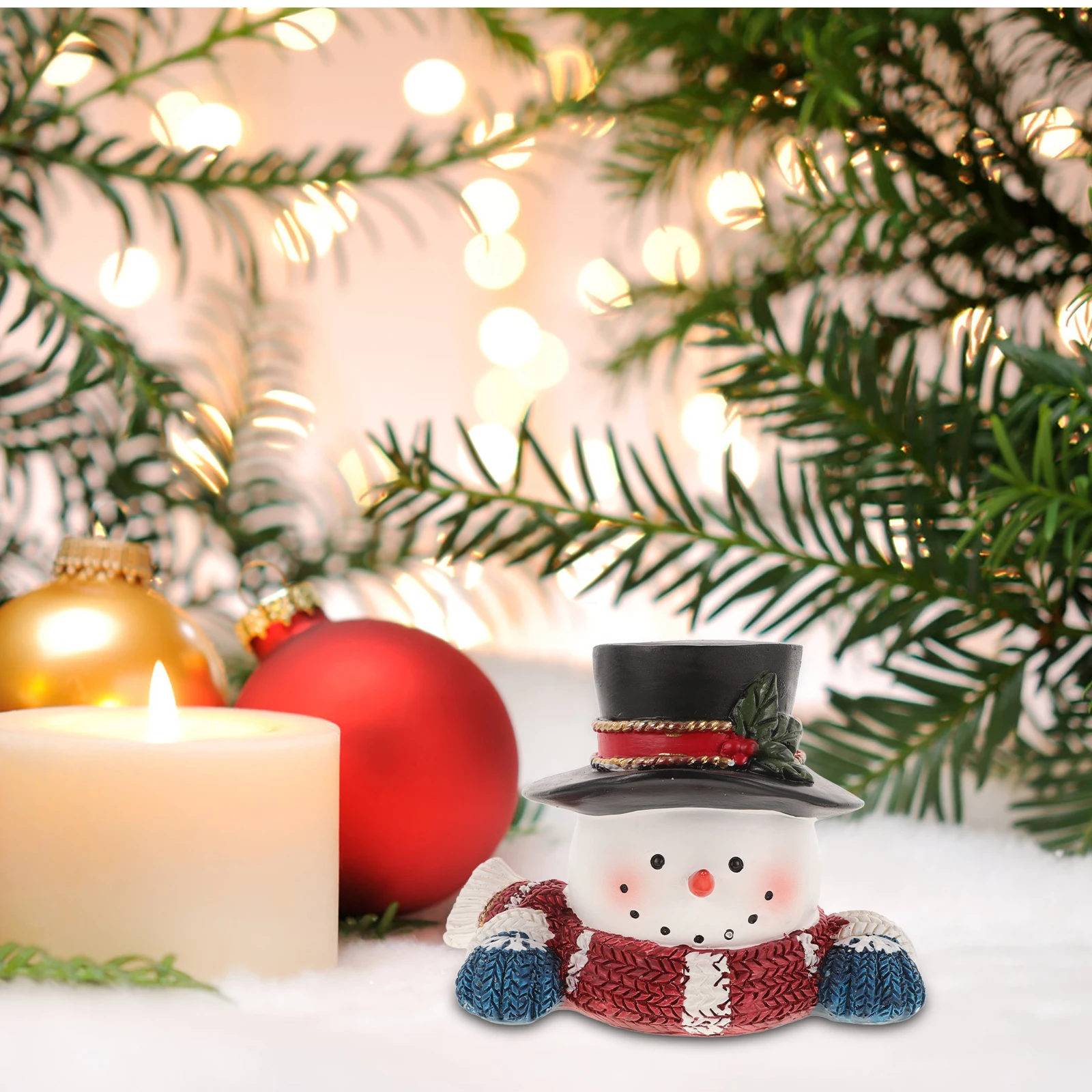 

Small Bust Resin Christmas Snowman Statue Cute Winter Snowman Decoration Xmas Party Favor Christmas Statue Xmas Landscape Decor