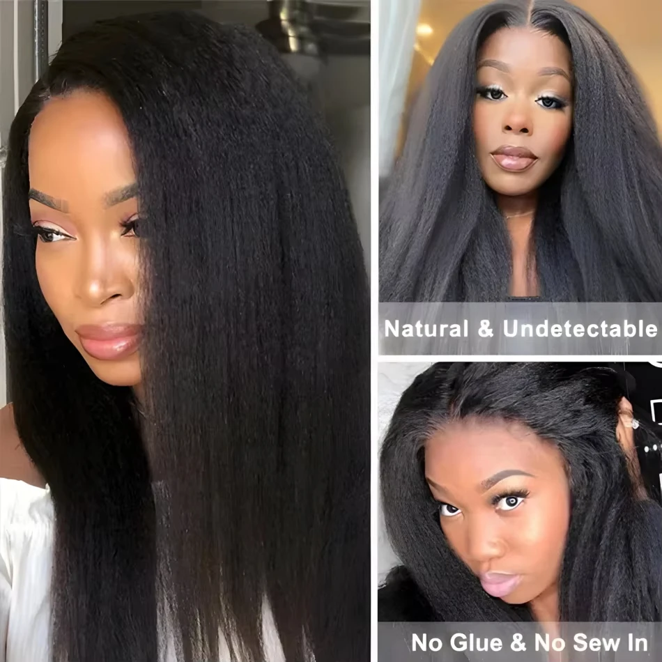 

Kinky Straight V Part Wig Brazilian Yaki Straight Upgrade V Shape Human Hair No Leave Out Wear And Go Glueless Clip In Half Wigs