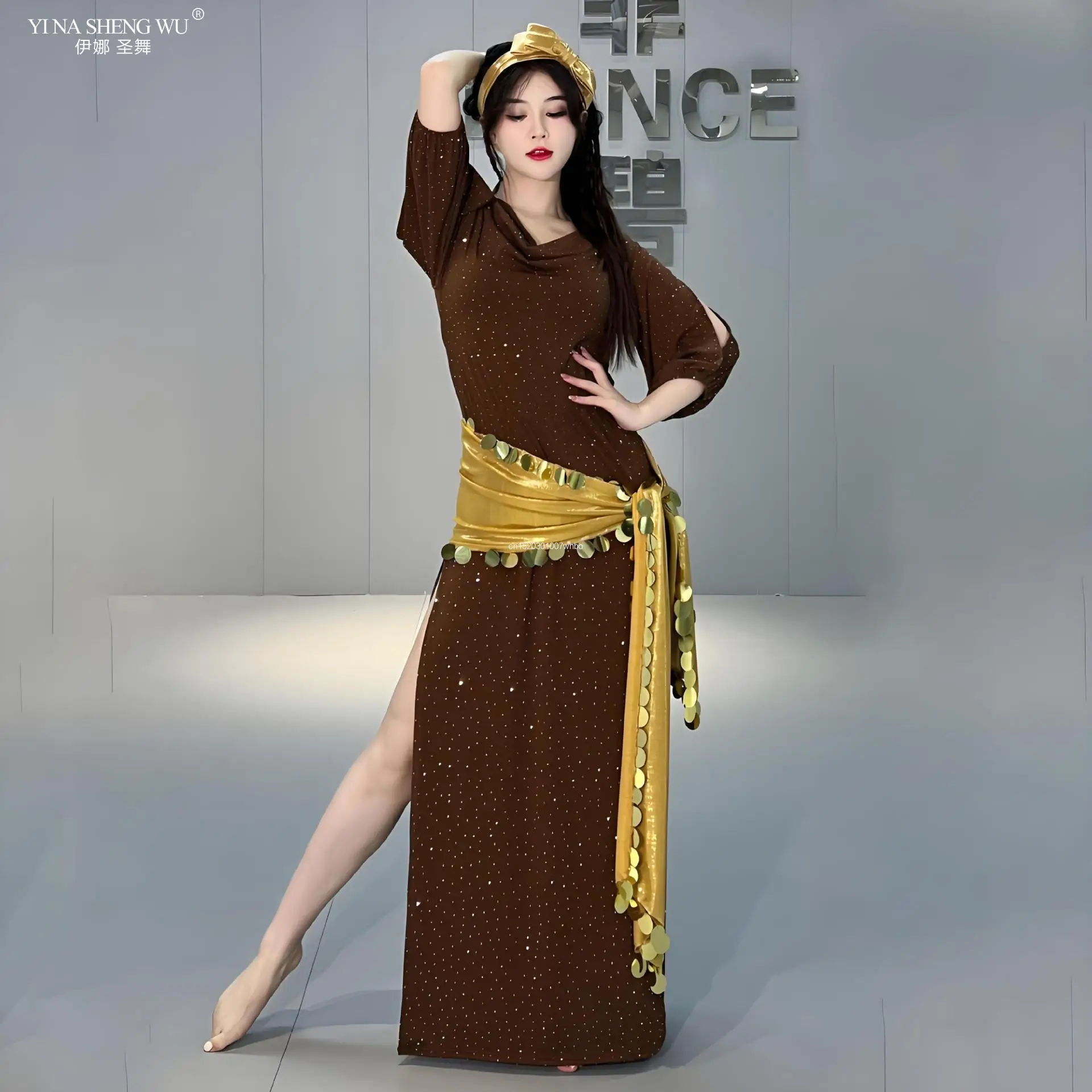 3 قطعة مجموعة ملابس الرقص المهنية بلدي الرقص الشرقي أداء زي سيدة ممارسة الرقص مجموعة رداء شعبي عمامة الخصر سلسلة