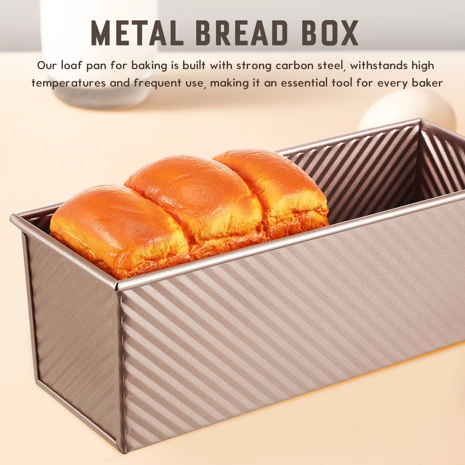 صينية رغيف الخبز غير لاصقة مع غطاء قالب خبز معدني لتوزيع الحرارة حتى مثالية لكعكة الجنيه وخبز الخبز