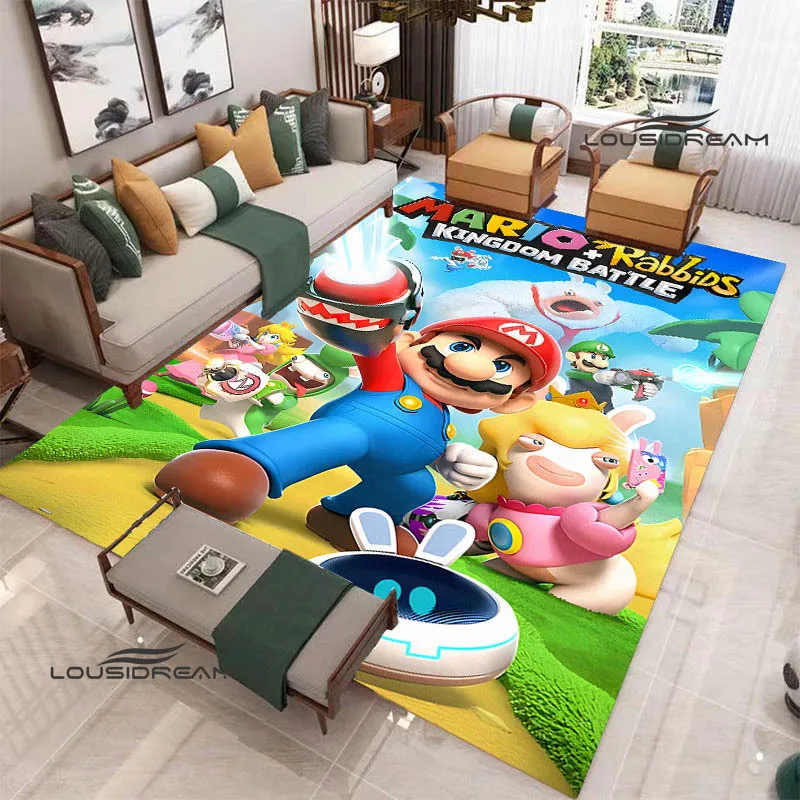 Tapis imprimés de dessin animé m-mario-bros en 3D, antidérapant, zone de coussin de yoga, pour l'extérieur, mignon, cadeau d'anniversaire