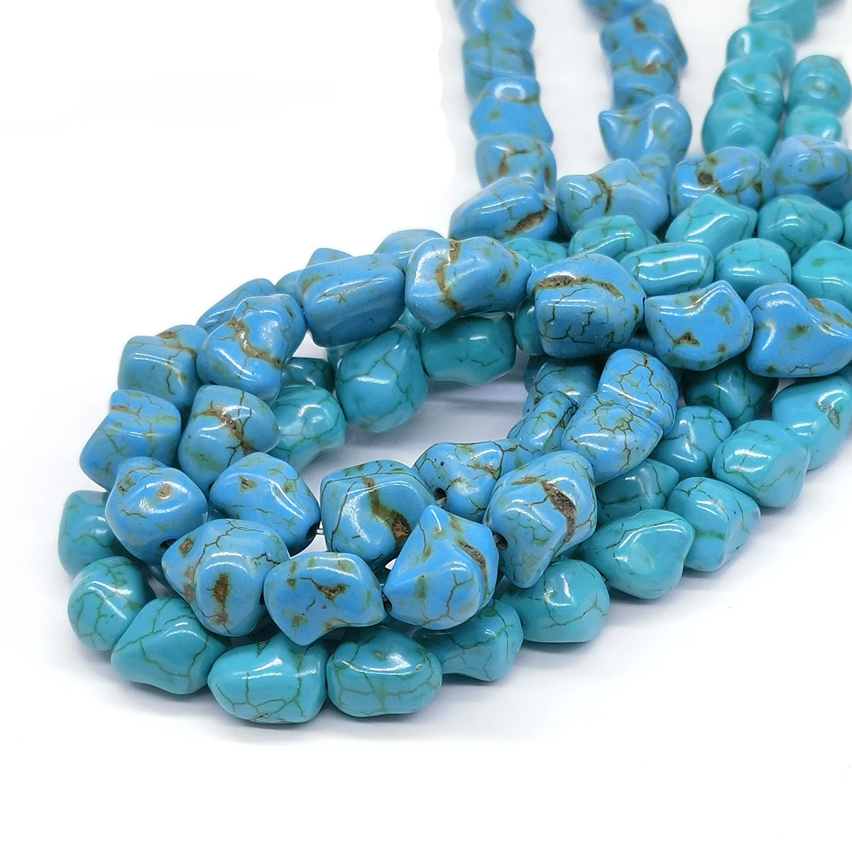 

Wholesale Smooth Freeform Gravel Natural Turquoises Stone Loose Spacer Beads 15" Strand For Jewelry Making DIY Accessory