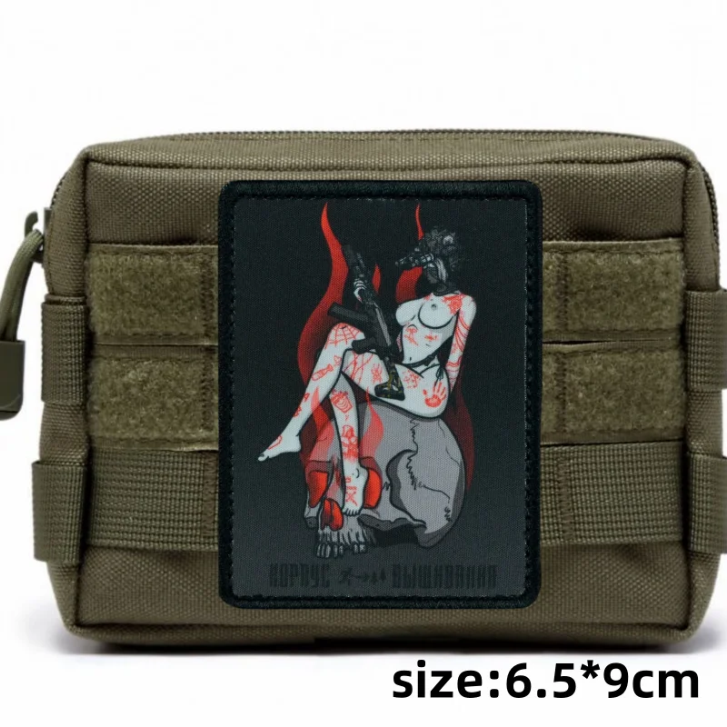 Night Witch Queen Printed Patch on Clothes Sexy Girl Military Tactical Patches Backpack Stickers Hook and Loop Army Armband