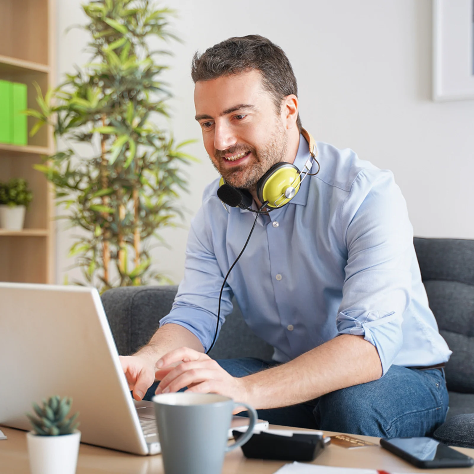 

1Pcs Gaming Headset Microphone in-Line Design Flexible Mic for Computer Home Office Cafe Streaming Work Noise Reduction Stereo