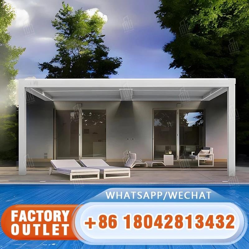 KAKADU Outdoor Waterproof Motorized Aluminum Pavilion Garden Gazebo Electric Pergolas Arbours