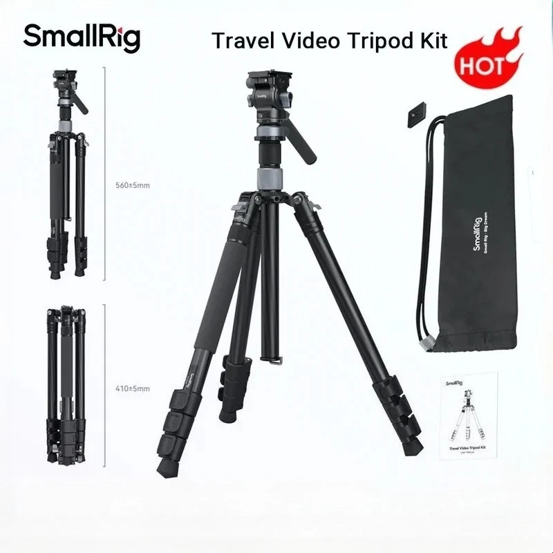 SmallRig 4221 Travel Video Tripod Kit Lightweight Tripods with 360° Video Head for Arca-Swiss Quick Release Plate Load up to 4kg