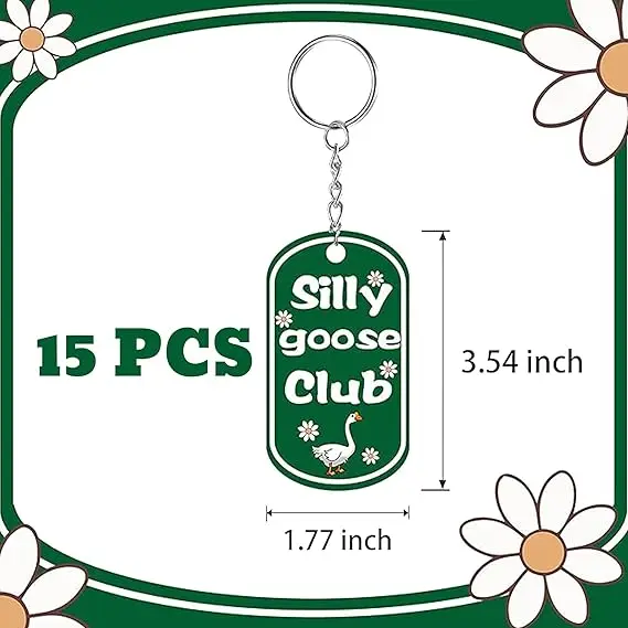 15 Pack Silly Goose Keychains Funny Silly Keychain - Silly Gag Keychain Novelty Key Chain Silly Goose Club Backpack Sarcastic
