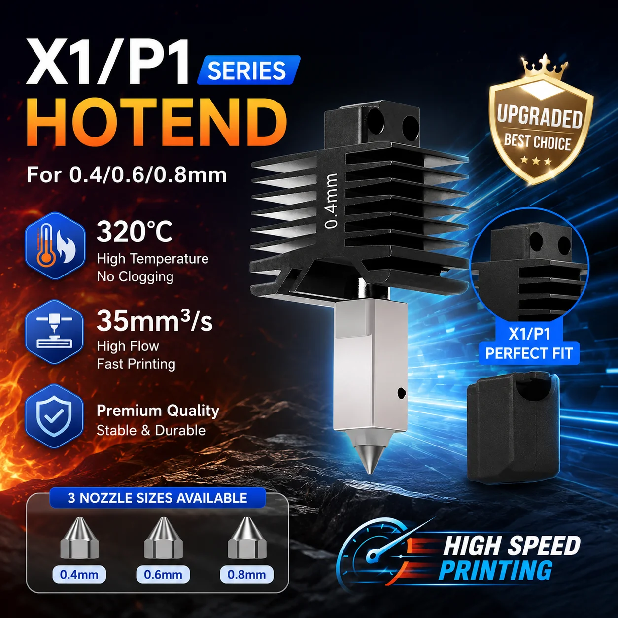 

Hot Sale Hotend Kit For BambooLab X1 X1C P1P P1S 3D Printer Print Head Upgrade Accessories with Hardened Steel Nozzle Hotend Kit
