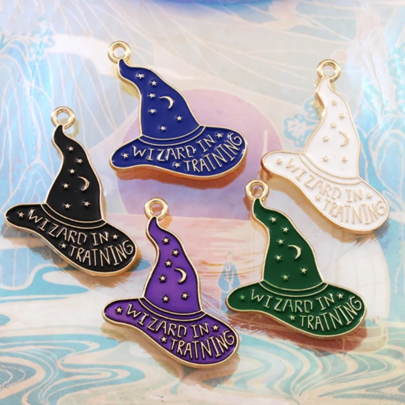 

10PCS Magician Hat Multi Color Drip Oil Alloy Hair Accessories Hand Accessories Earrings Pendant Materials DIY Accessories