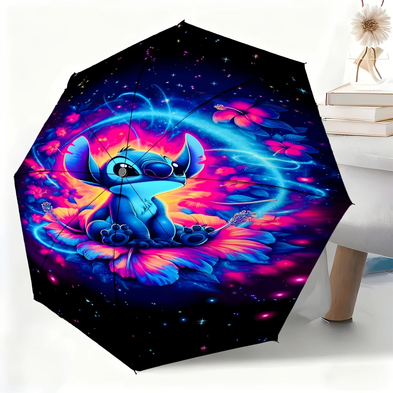 

Автоматический зонт Disney Stitch Dreamy Starry Sky, 1 шт., всепогодный складной зонт, подходящий для всех случаев, портативный, для путешествий