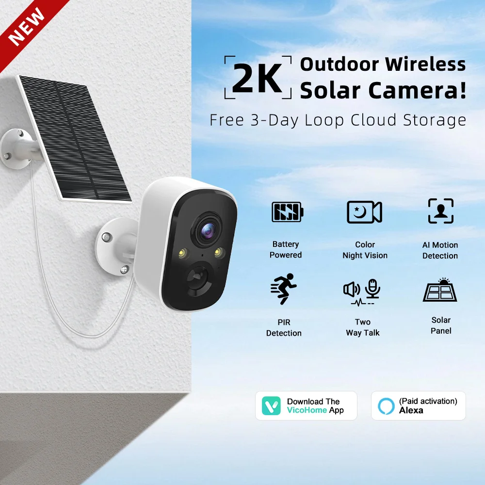 

Techage 3-мегапиксельная Wi-Fi солнечная камера с аккумулятором 2,4G WIFI PIR камера Поддержка Alexa Двустороннее аудио Обнаружение человека Цветное ночное видение