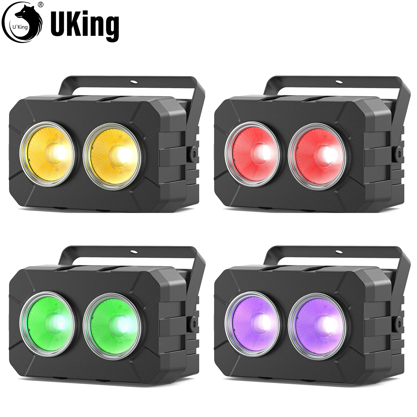 

U'King 4 шт. RGBW COB светодиодные фонари для окрашивания с 2 глазами Uplights DMX512 звуковой активированный сценический светильник для мероприятий, вечеринок, свадебных клубных баров