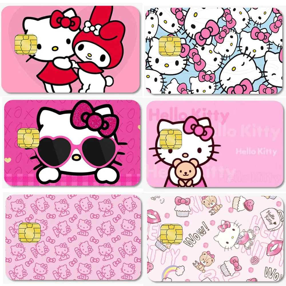 Melodie Kredit Debitkarte Aufkleber hello kitty Cartoon Film Aufkleber Film Haut Abdeckung Anime Film Abdeckung wasserdichte Poker Spielzeug Geschenke