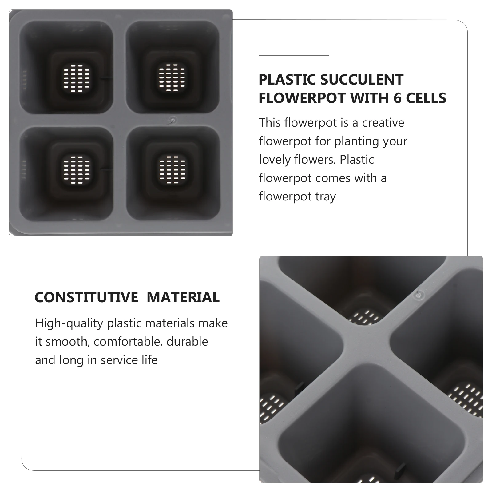 

4 Pcs Succulent Flower Pot Garden Planter 6 Grid Flowerpot Germination Tray Starter Pots Indoor
