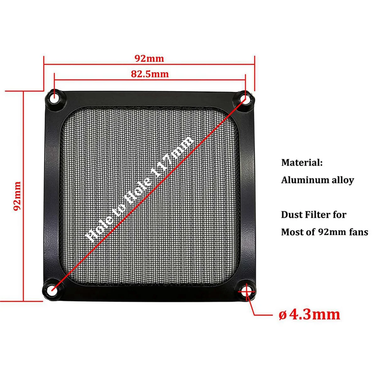 10 PCS Computer Fan Filter Grills Aluminum Dustproof Cover Dust Filter for PC Cooling Chassis Fans 90mm Fan