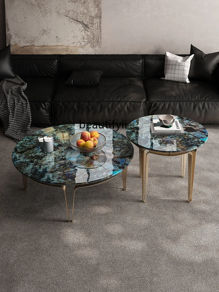 Coffee Table Living Room New Home Light Luxury High-Grade Modern Minimalist Marble round Microlite Small round Table