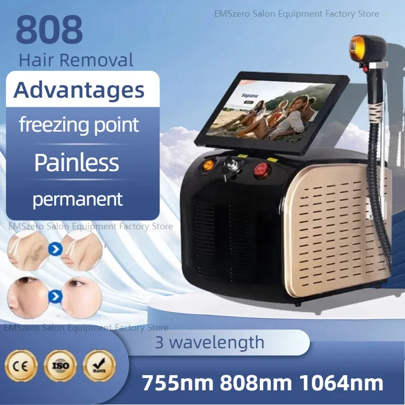 Triple Wavelength 808 Nm Skin Rejuvenation Ice Platinum Depilacion 3 Waves 755 1064 808nm Diode Laser Hair Removal Machine