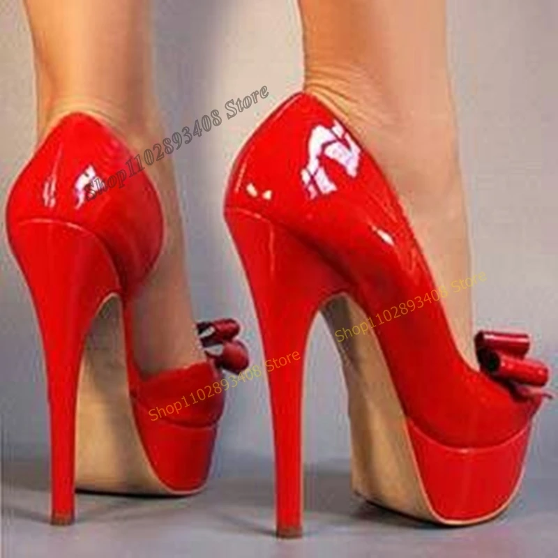 Red Butterfly Knot Platform Pumps Shallow Peep Toe Stilettos High Heel Women Shoes 2023 New Fashion Sexy Zapatos Para Mujere