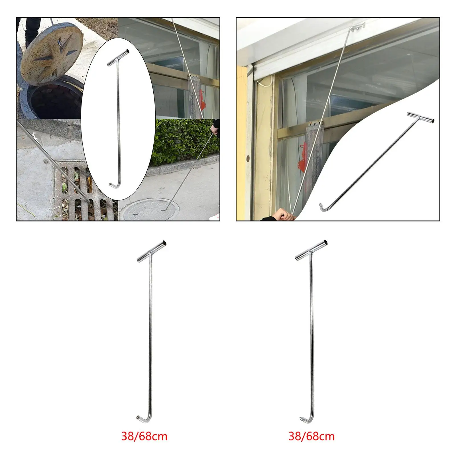 Manhole Hook Tool Rigid Tool Hook Versatile Lift Manhole Covers Single Hook