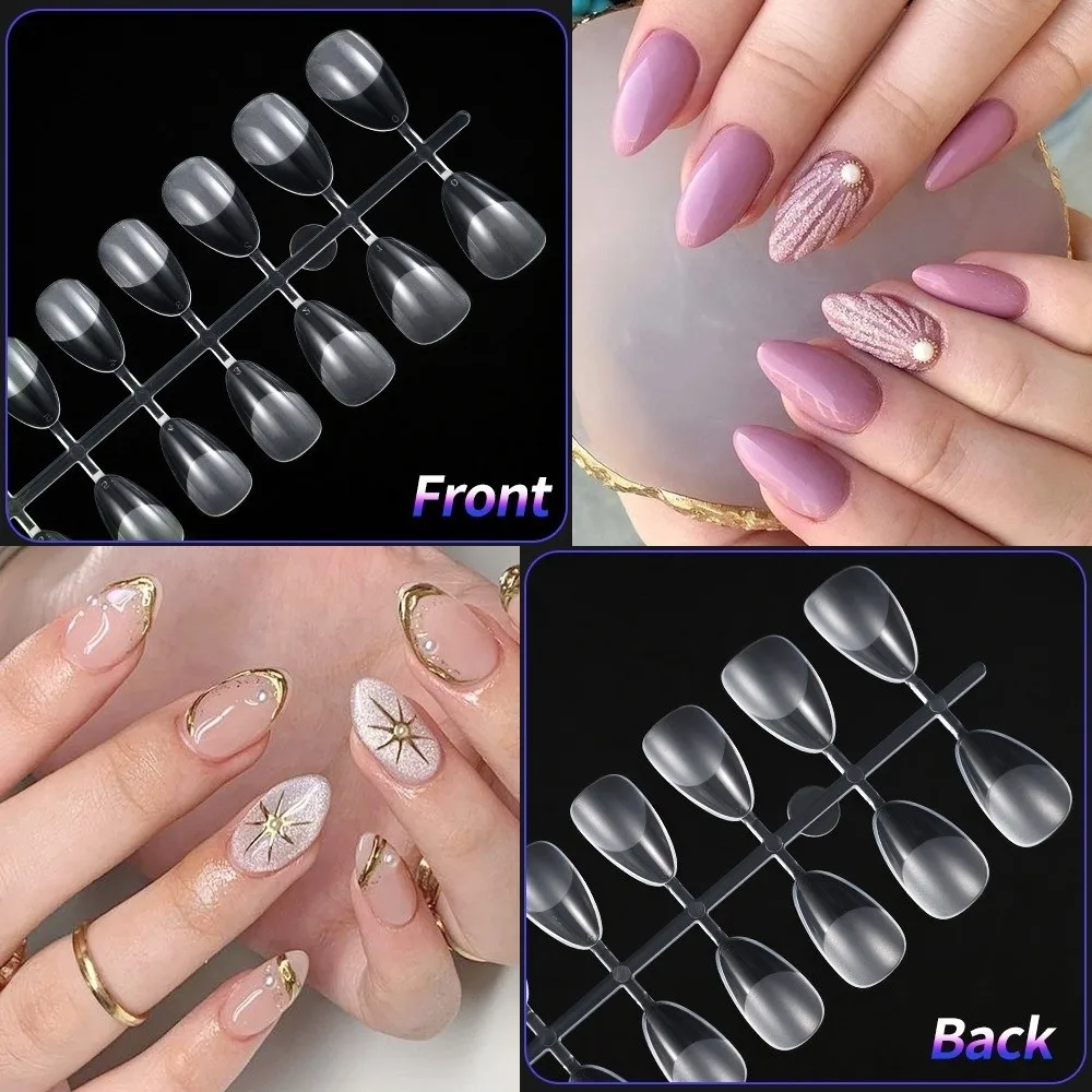 Natural Half Matte False Nail Tips 12 Size Clear Gel Nail Extension Soak Off Extra Short Press On Nails for Women