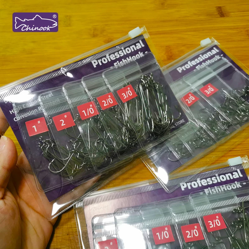 Chinook 50pcsWide worm Texan hook texas hook Offset Fishing hook Bass Barbed Carp FishingHook drop shot hook wacky hook Jig Hook