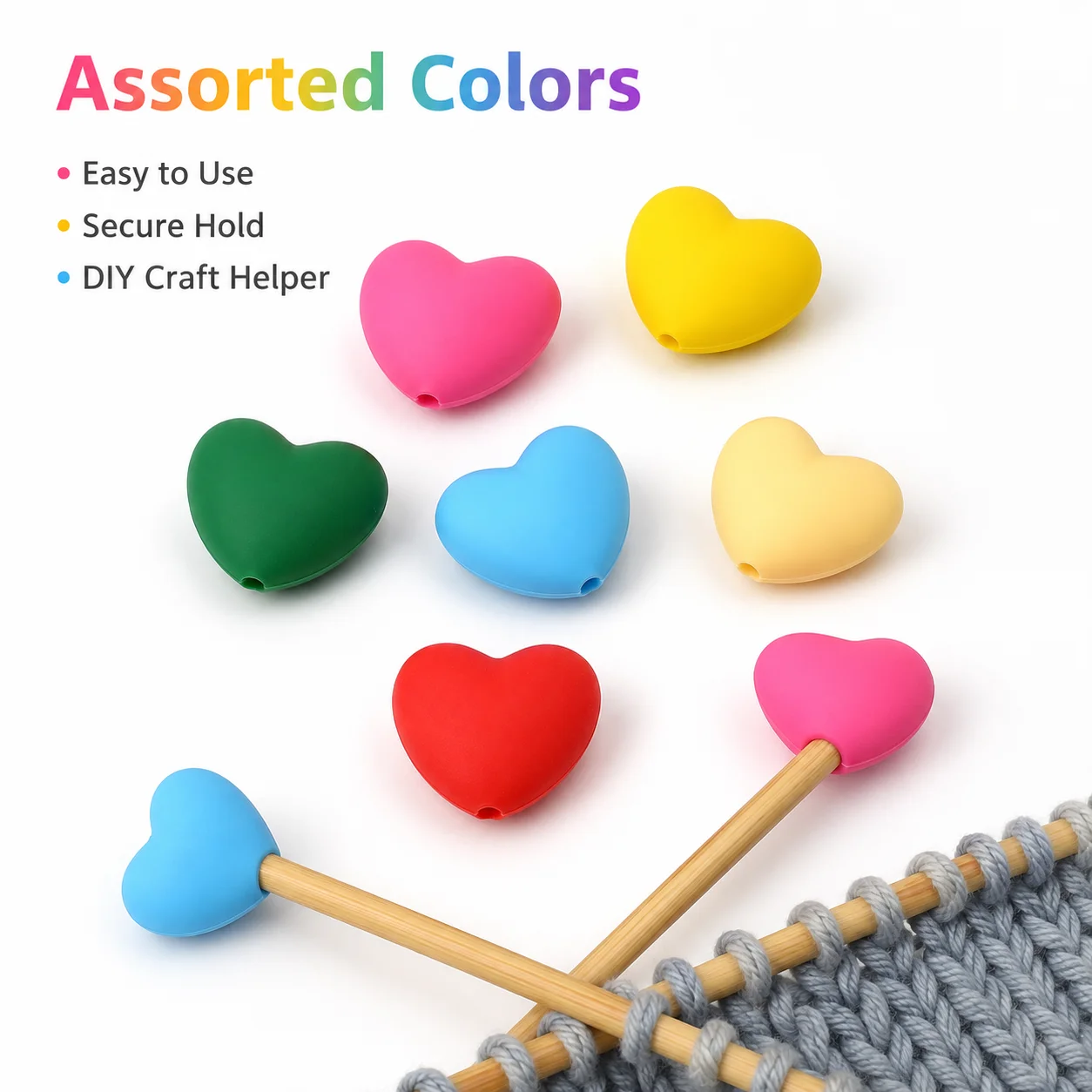 6 Stück Stricknadel-Spitzenschutz, Nadelstopper in Herzform, Maschenstopper, DIY-Webwerkzeug, Nähzubehör