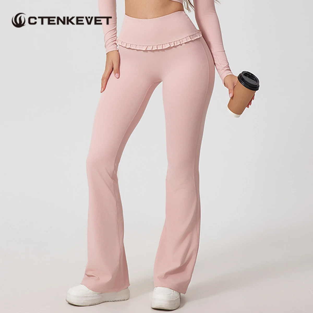 

Ctenkevet Women High-Waisted Butt-Lifting Fashion Yoga Pants Famale Gym Running Sports Legging Woman Dance Training Flared Pants