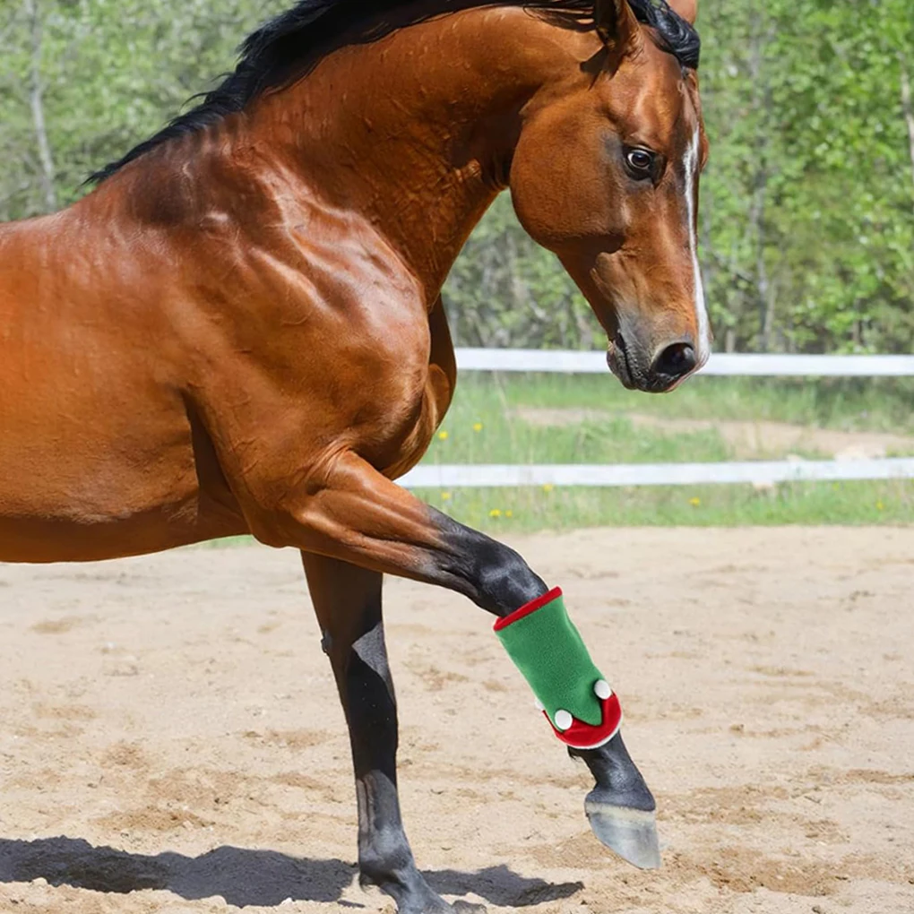 Polyester Horse Cases For Festive Occasions Santa Leg Wraps With Faux Fur Trim 5 Pcs Christmas type+3