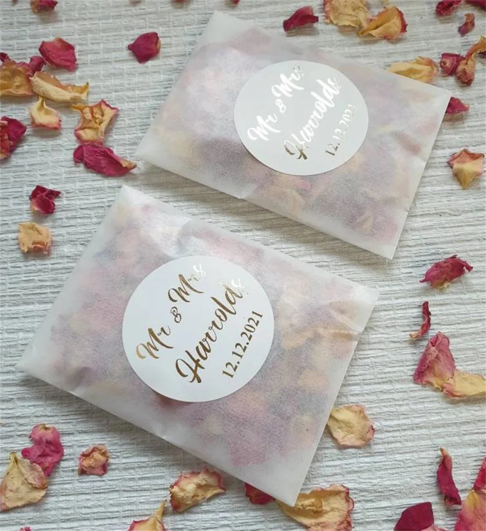 25PCS Biodegradable Confetti. Pre filled packets with personalised stickers. Naturally dried flower petals. Wedding confetti. Pe