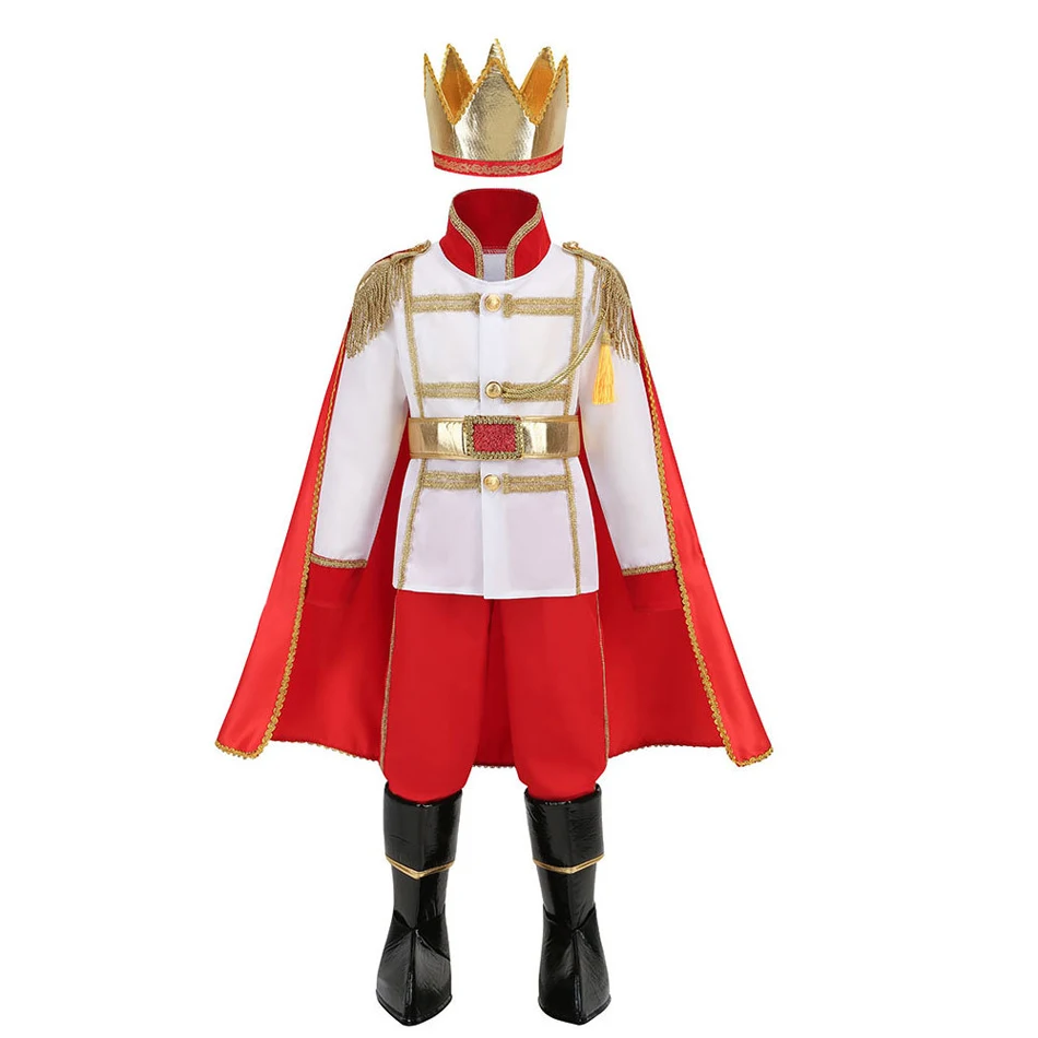 Boy Cosplay Prince Costume, Children's Halloween King Cosplay Costume Tinkerbell Aurora Kindergarten Performance Costume Tiana