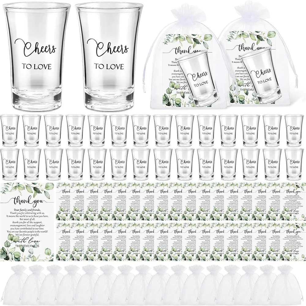 10pcs/50pcs Wedding Favors for Guest 30ml Short Glasses Cheers to Love Acrylic Clear Shot Glasses Set For Wedding Party Gifts