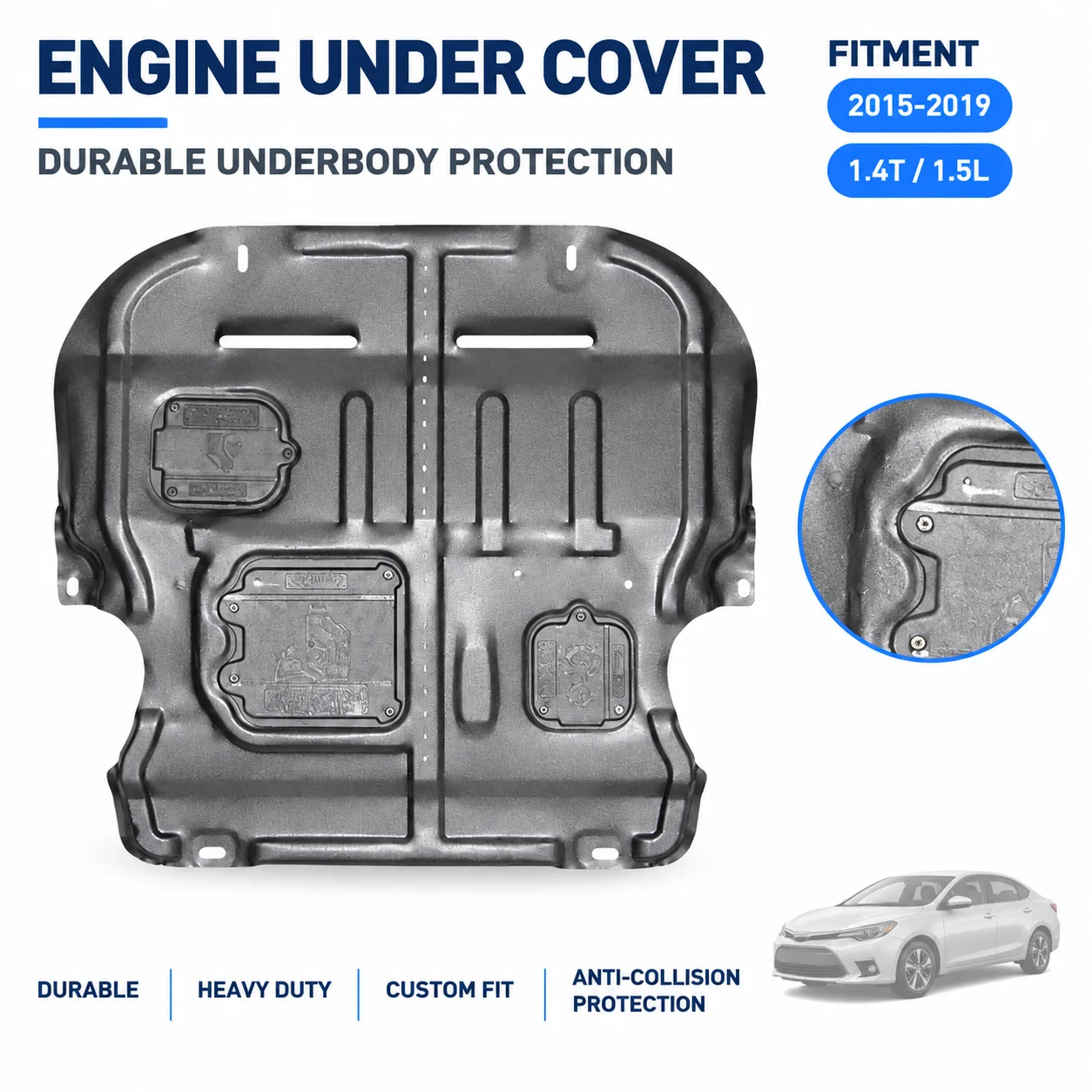 Impact Resistant Custom Fit Engine Skid Plate, Front Chassis Underside Protection for Roewe 360 / MG GT 2015-2019 1.4T 1.5L