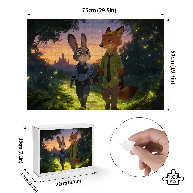 1000 ชิ้น จิ๊กซอว์โปสเตอร์ดิสนีย์ ซูโทเปีย จูดี้ ฮอปส์ และ นิค ไวลด์ |   ความบันเทิงสำหรับครอบครัว, เกมการศึกษาสำหรับผู้ใหญ่, ไร้กรอบ, ซุย