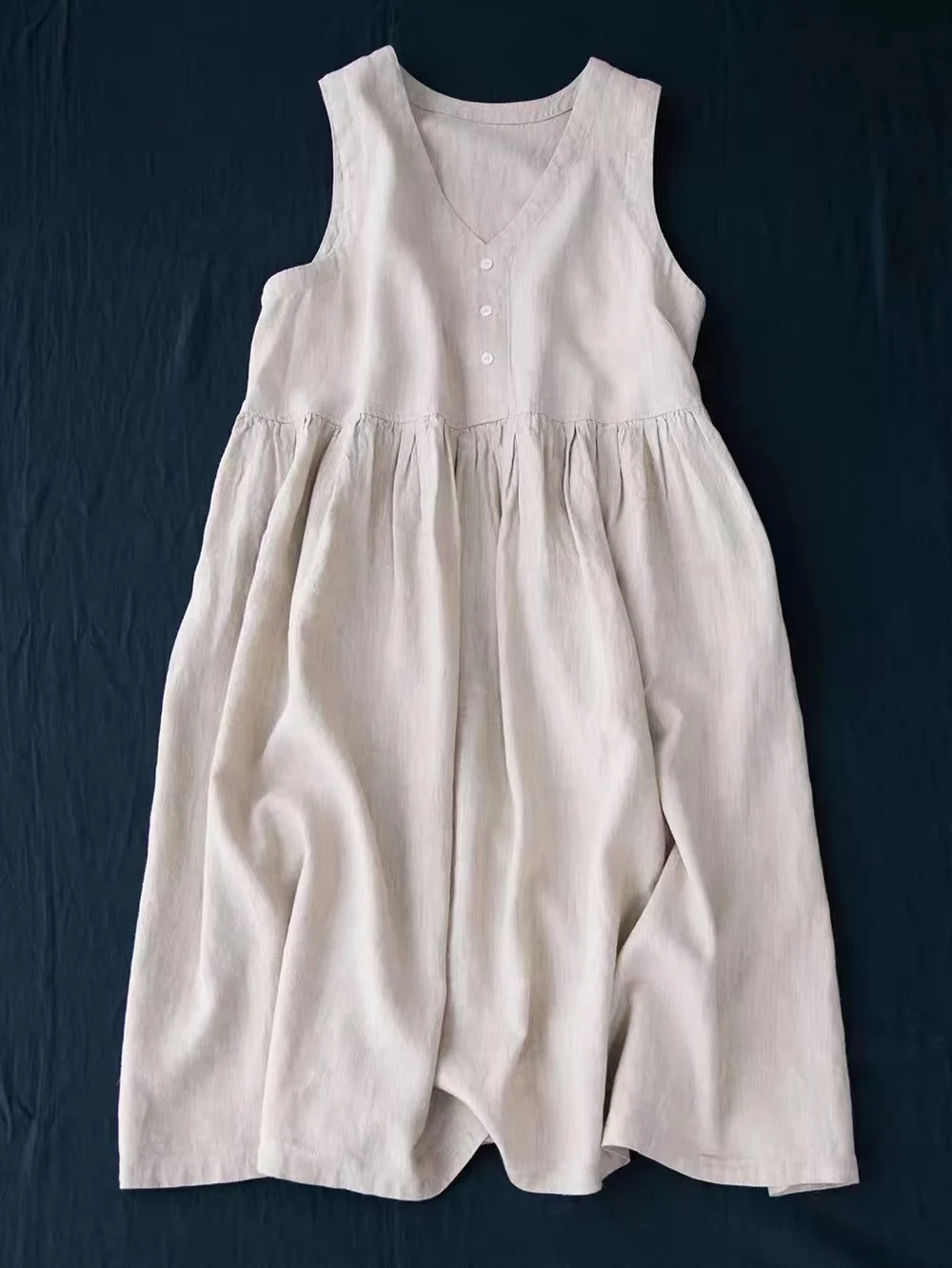 Vestido Largo de Lino y Algodón Estilo Japonés Simple, Holgado y Antienvejecimiento, Tipo Vestido-Saia, Ropa de Mujer, Línea A, de Outlet Store