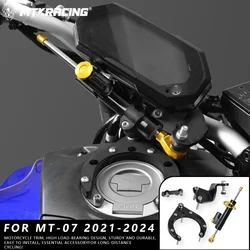 MTKRACING For YAMAHA MT-07 2021-2024 Motorcycles Adjustable Steering Stabilizer Damper Bracket Mount Support Kit