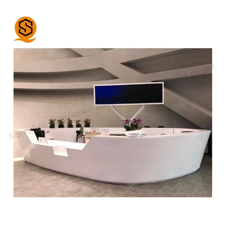 

Contemporary Information Front Reception Desk Ideas White Corians Round Hotel Lobby Reception Desk