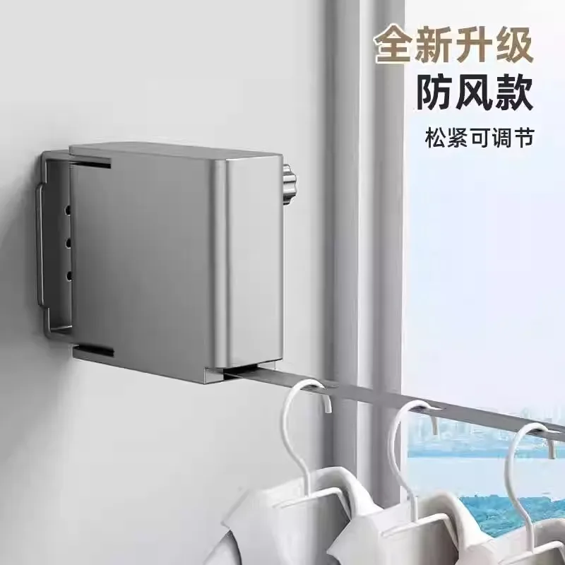 

Invisible telescopic clothesline indoor and outdoor no punching bathroom drying quilt bold balcony wire rope rack
