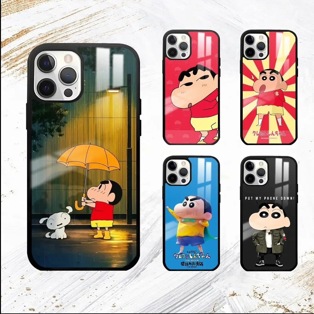 C-Crayon S-ShinChan Cartoon  Phone Case For iPhone 16 15 14 13 12 11 Pro Max Plus Mini PC Fashion mirror phone case