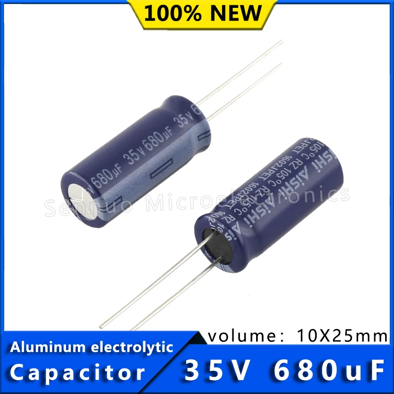 10Pcs New 35V 680UF 10*25 10x25mm Aluminum Electrolytic Capacitors 680uf 35V Electrolytic Capacitors