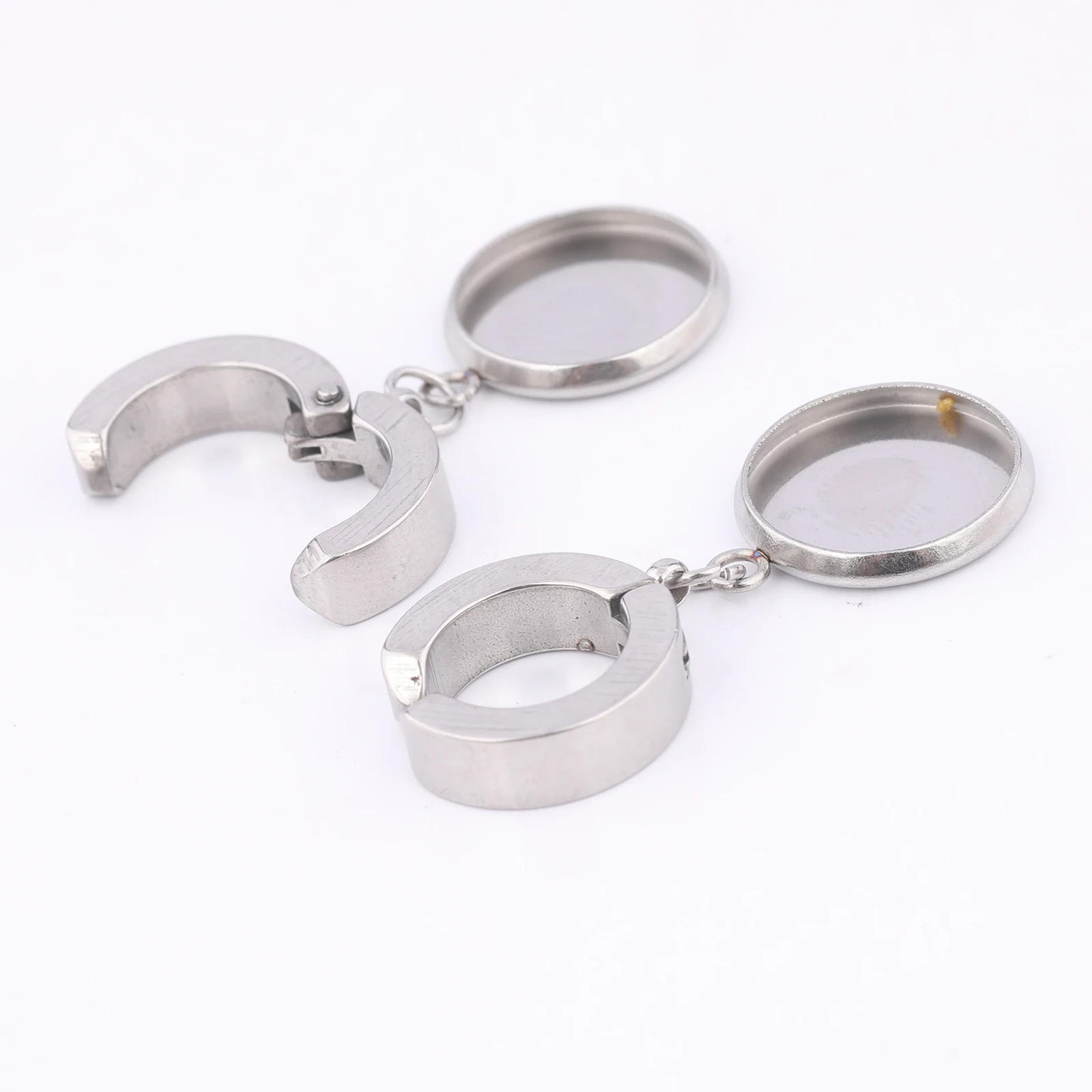 10 pçs clipe de aço inoxidável em ganchos brinco descobertas caber 12mm cabochão brincos base configuração espaços em branco diy jóias fazendo
