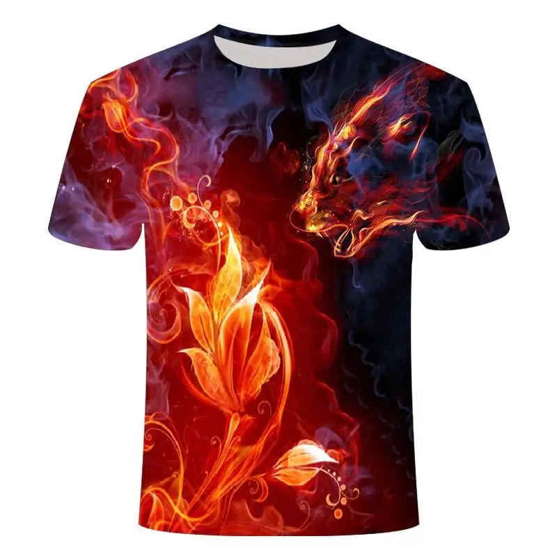 

Summer Popularity Abstract Flame Graphics Men T-Shirts Casual 3D Print Hip Hop Harajuku Personality Round Neck Short Sleeve Top