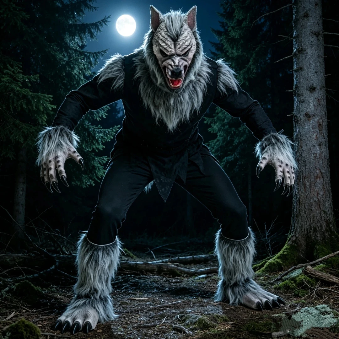 Conjunto de Disfraz de Hombre Lobo, Máscara de Lobo para Halloween, Disfraz de Hombre Lobo, Garras, Guantes, Accesorios de Terror para Juegos de Rol, Disfraz para Fiestas de Cosplay