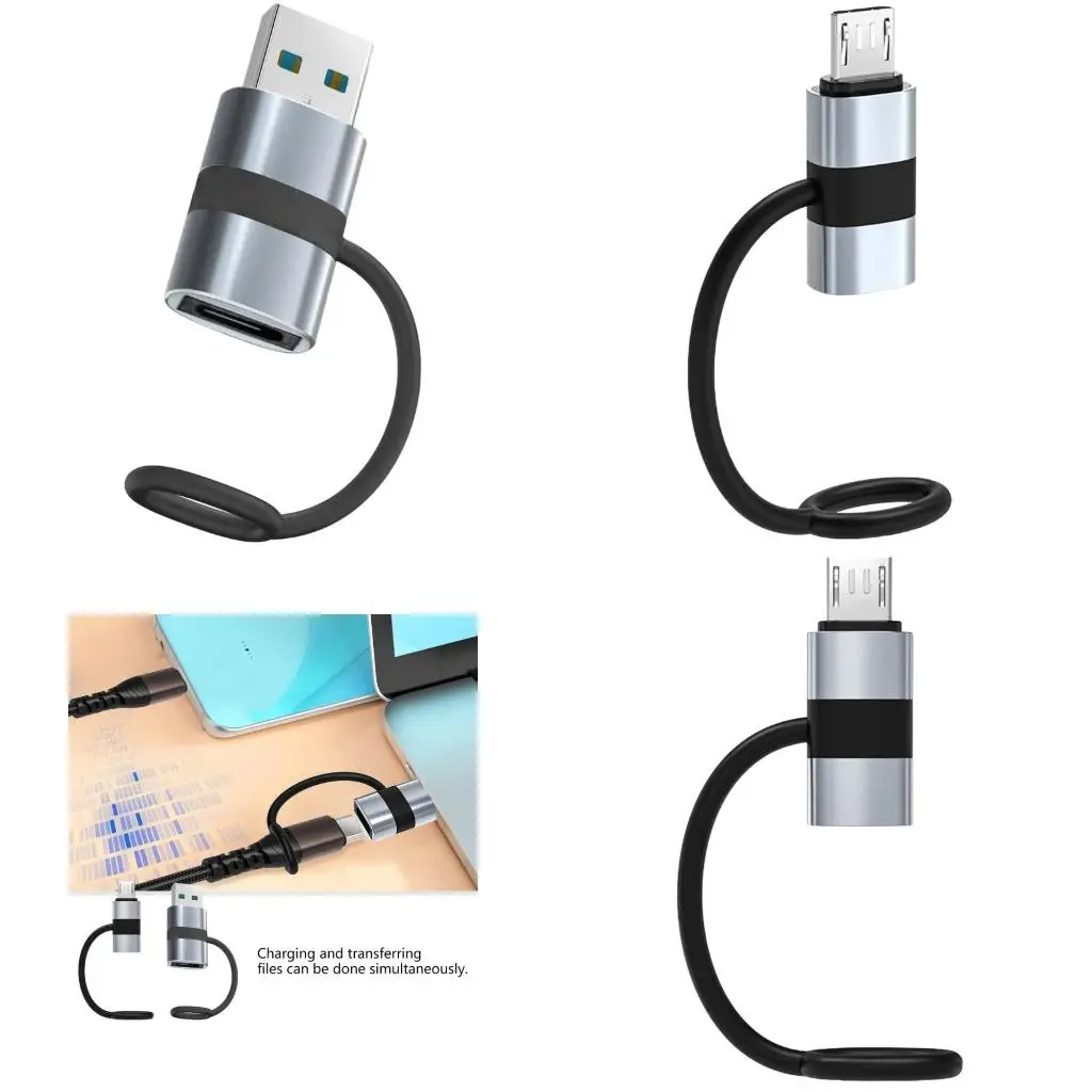 

USB 5Pin / USB A Male To USB Type C Female Data Sync Adapter Quick Charging Converter With Anti-Lost Hanging Rope