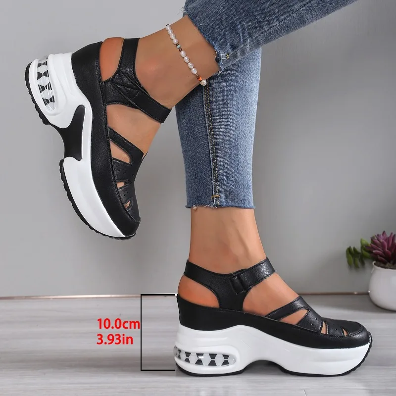 

New Summer Closed Toe Women Sandals Fashion Plus Size Casual Shoes New Hollow Out Light Comfortable Platform Sandals Zapatos