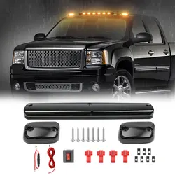 3Pcs Amber LED Cab Roof Top Marker Running Lights Smoked Lens For Chevy 2007-2013 Silverado/GMC Sierra