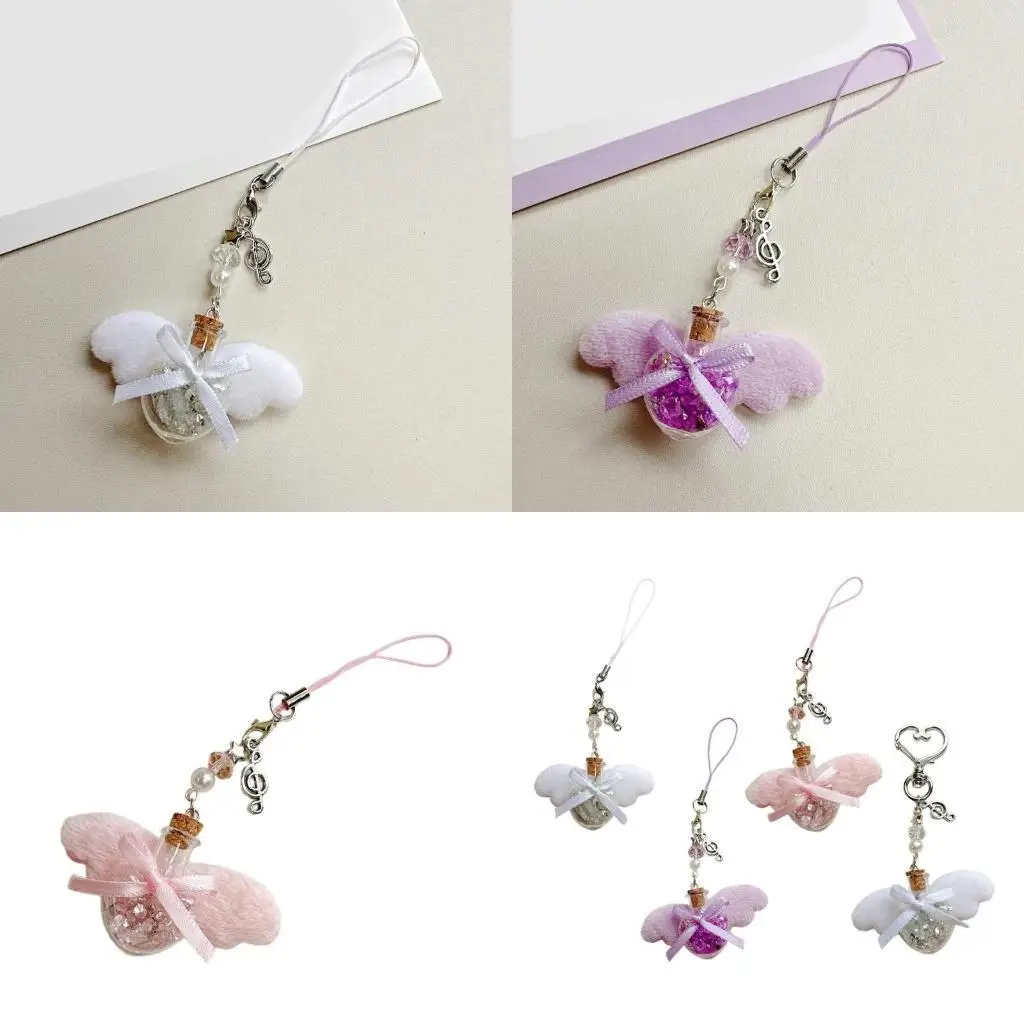 

31BB Heart Phone Chain Bowknot Bag Charm Fashion Phone Lanyard Purse Decoration Unique Phone Charm Perfect for Bag and Purses