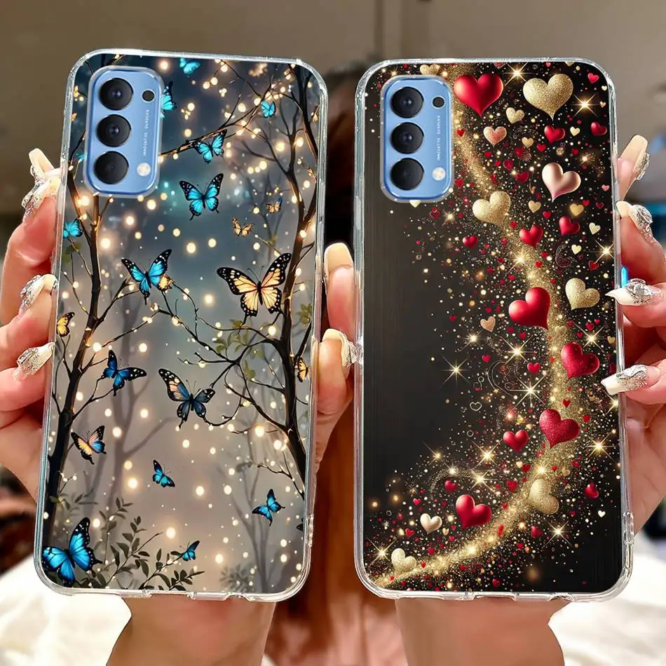 حافظة لهاتف OPPO Reno4 4Pro 4G أنيقة على شكل فراشة مزهّرة لهاتف oppo Reno4 Pro Reno 4 4G CPH2113 CPH2109 حافظة من السيليكون الناعم من البولي يوريثان