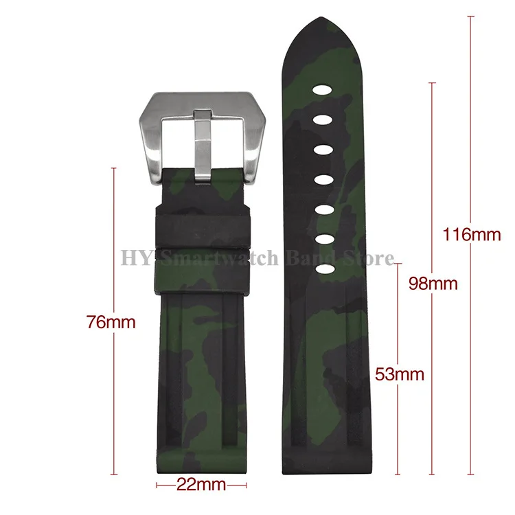 Camouflage Silicone Watch Strap 20mm 22mm 24mm 26mm for Panerai PAM 111 386 441 Universal Sport Bracelet Waterproof Rubber Band